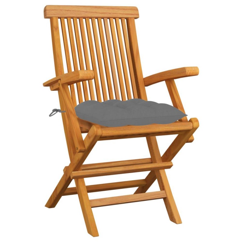 Vidaxl Garden Chairs With Gray Cushions 6 Pcs Solid Teak Wood 2557