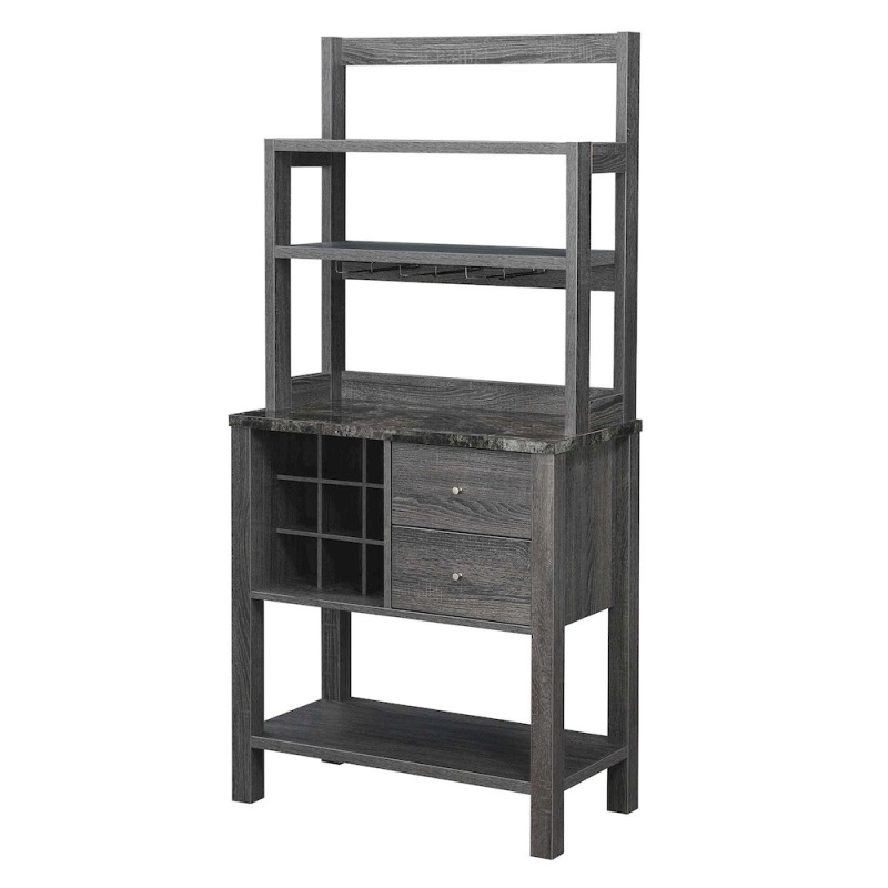Newport 2 Drawer Serving Bar With Wine Rack And Shelves