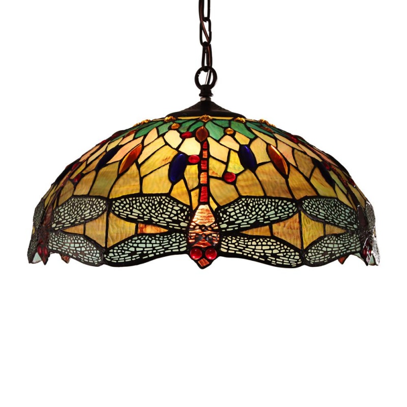 Chloe Lighting Empress Tiffany - Style Blackish Bronze 3 Light Hanging Pendant 18" Wide