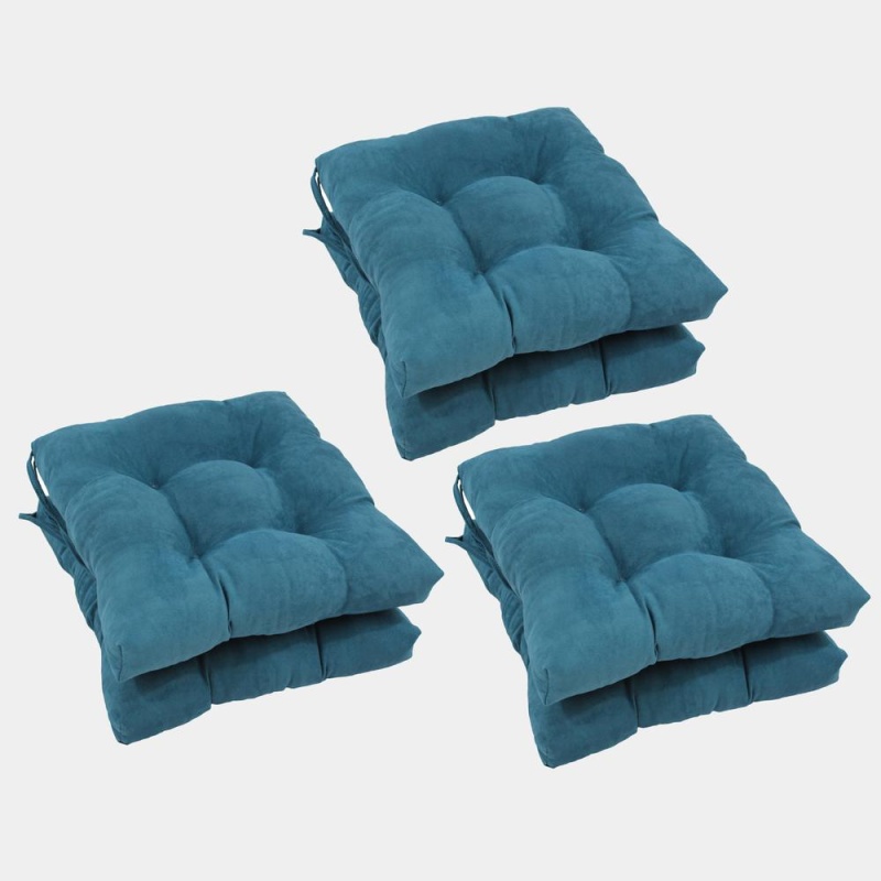 16-Inch Solid Microsuede Square Tufted Chair Cushions (Set of 6)