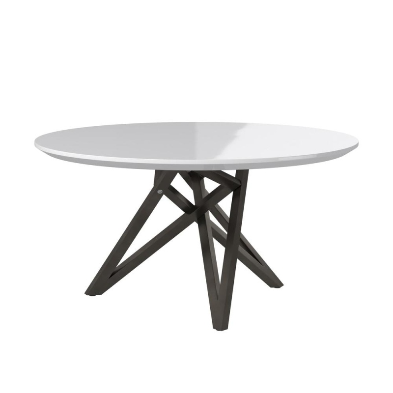 Dining Table With Brushed Gray Stainless Steel Legs