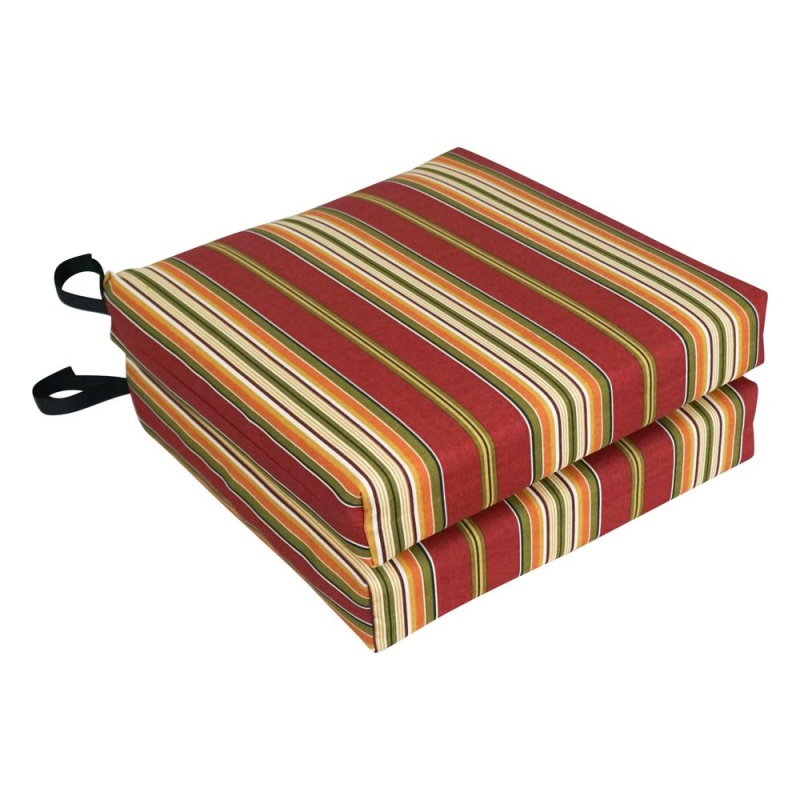 16-Inch Outdoor Cushion, Kingsley Stripe Ruby