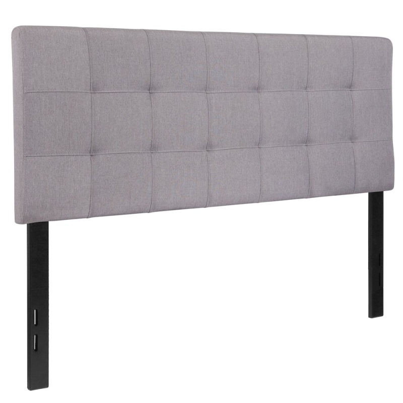 Tufted Upholstered Full Size Headboard In Light Gray Fabric