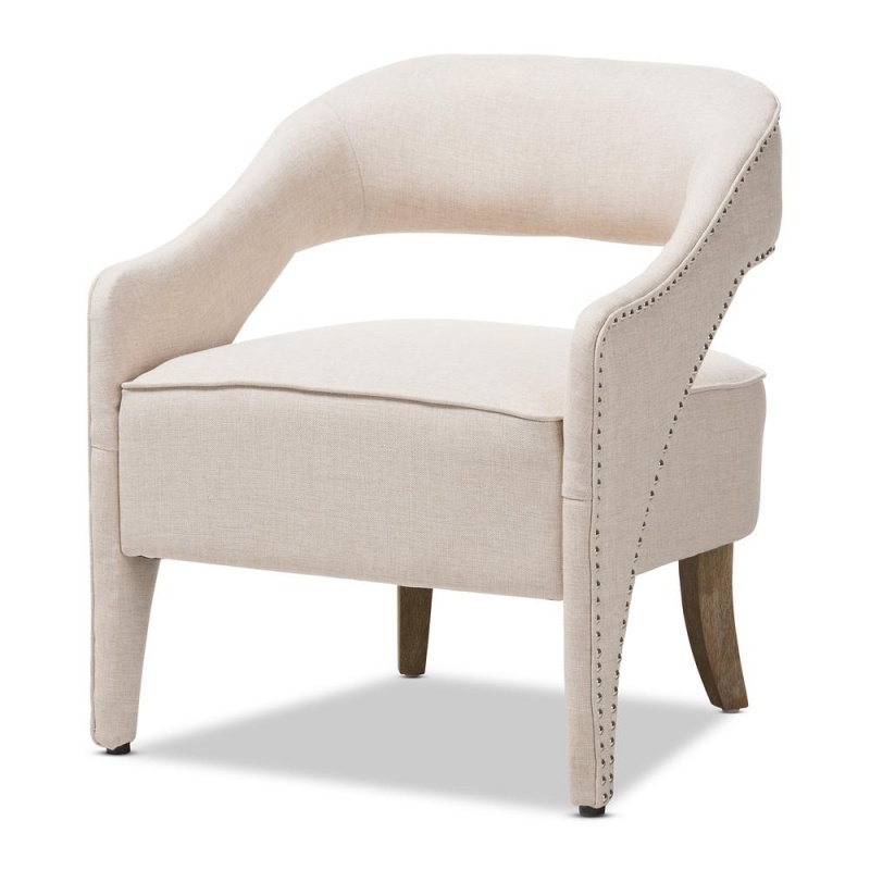 Floriane Modern And Contemporary Beige Fabric Upholstered Lounge Chair