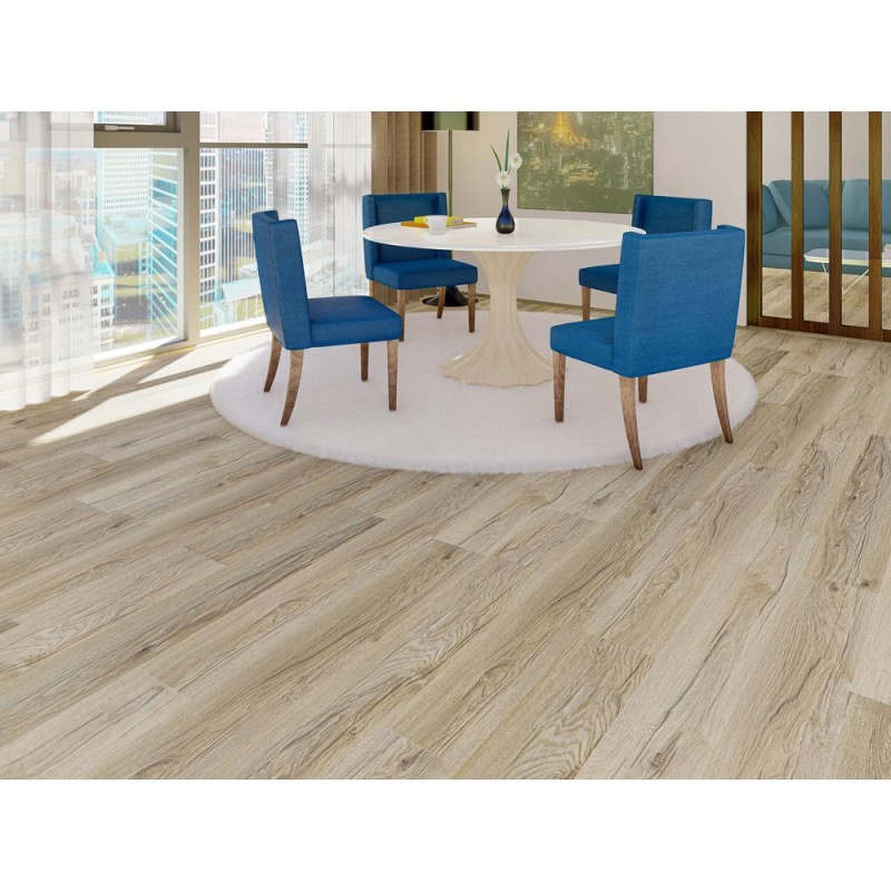 Eva Backing Spc Wood Flooring Planks, Argent Ash 4Mm X 7" X 48" With 20Mil Wear Layer And I4f Click Locking, 30 Sq Ft /Case