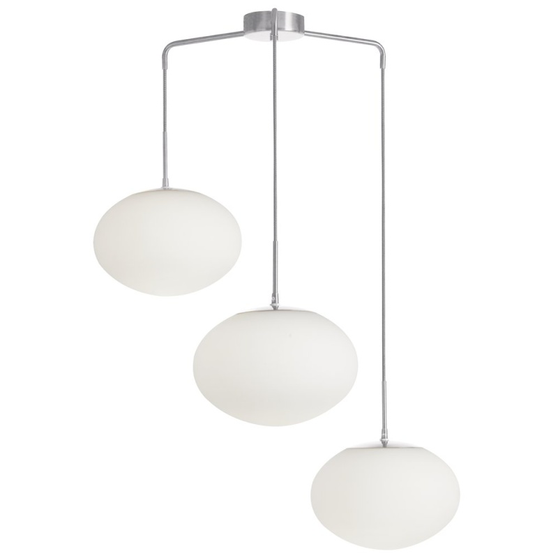 3 Light Pendant in Polished Chrome W/ White Opal Glass