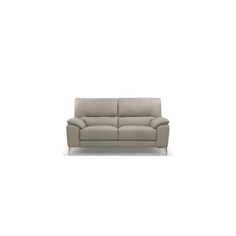 Tatiana Love Seat Taupe Top Grain Leather Polished Stainless Steel Legs