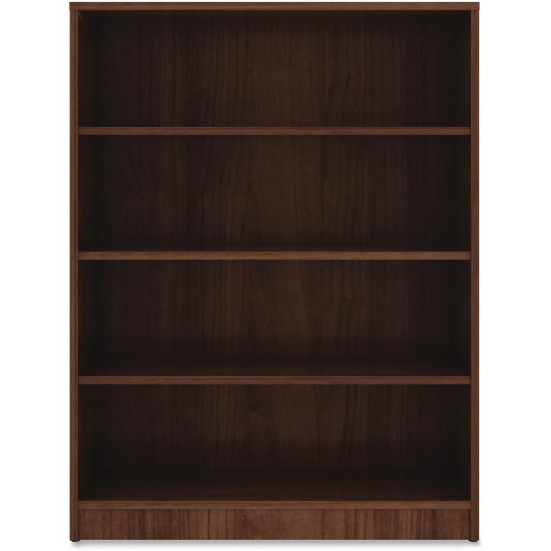 Lorell Laminate Bookcase - 4 Shelf(Ves) - 48" Height X 36" Width X 12" Depth - Sturdy, Adjustable Feet, Adjustable Shelf, Square Corner - Thermofused Laminate (Tfl) - Walnut - Laminate - 1 Each
