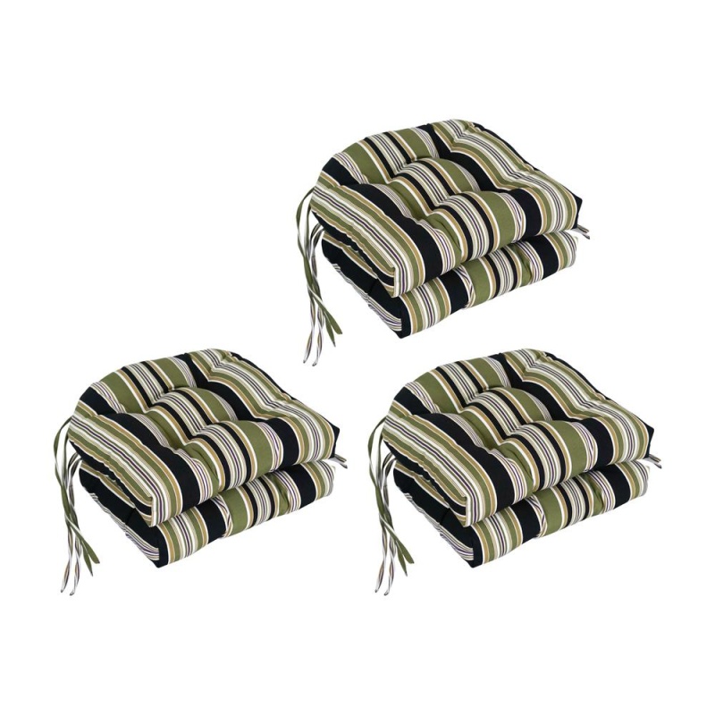 16-Inch Spun Polyester Patterned Outdoor U-Shaped Tufted Chair Cushion