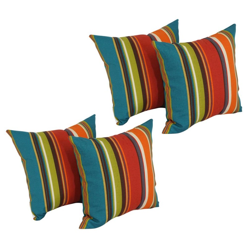 17-Inch Square Pattern Polyester Outdoor Throw Pillows (Set Of 4) 9910-S4-Reo-51