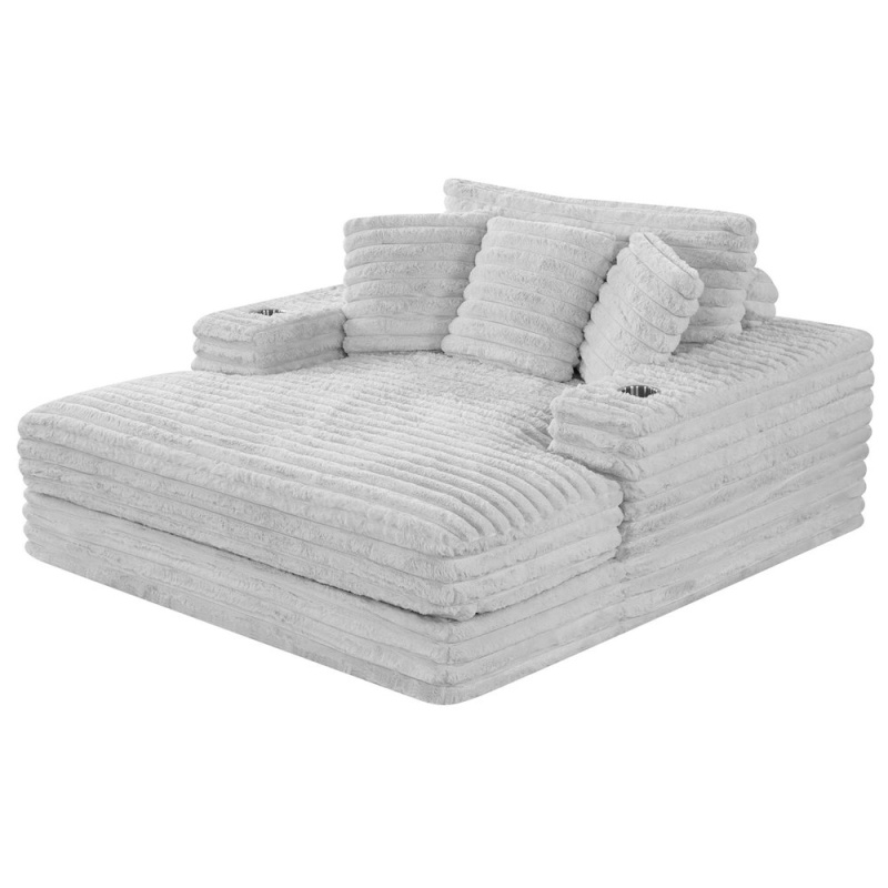 Best Quality New Big Chaise Light Gray With Pillows