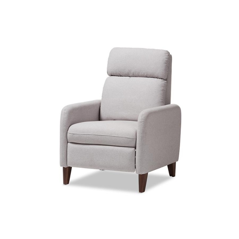 Casanova Mid-Century Modern Light Grey Fabric Upholstered Lounge Chair