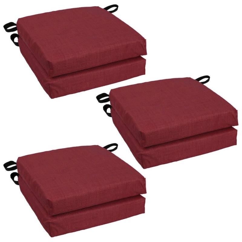16-Inch Spun Polyester Solid Outdoor Square Chair Cushions (Set of 6)