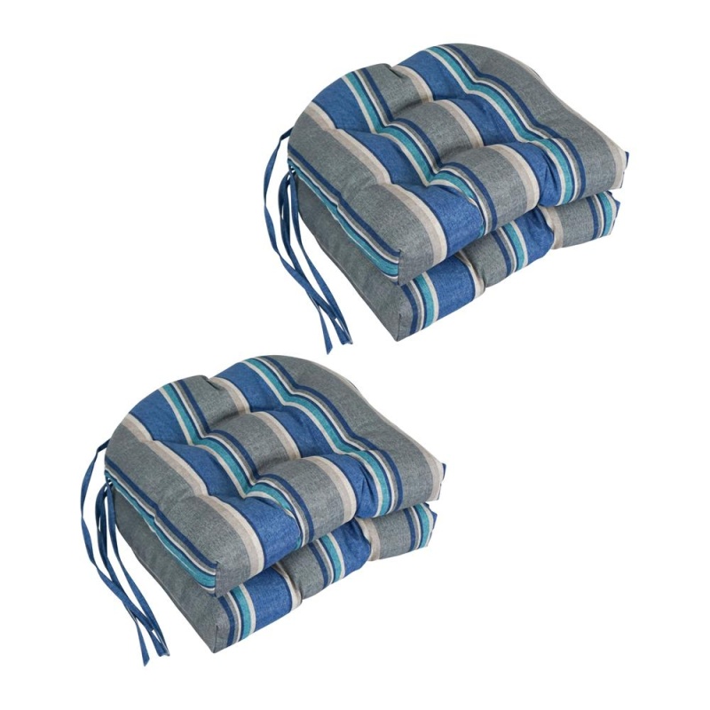 16-Inch Spun Polyester Patterned Outdoor U-Shaped Tufted Chair Cushion