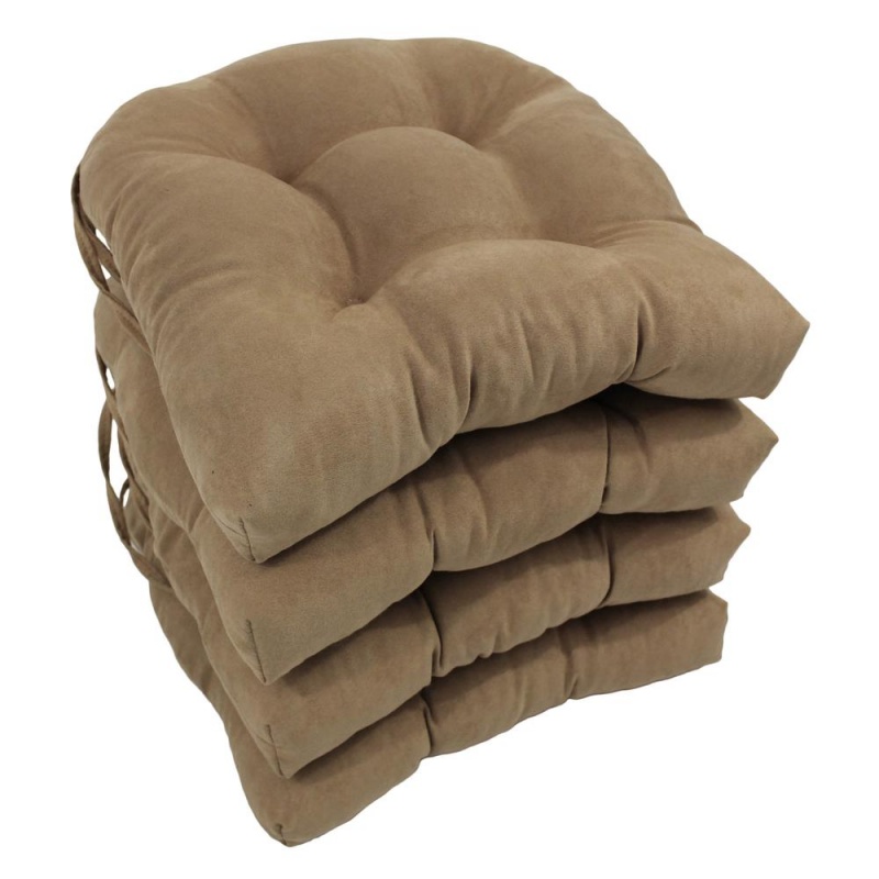 16-Inch Solid Micro Suede U-Shaped Tufted Chair Cushions (Set of 4)