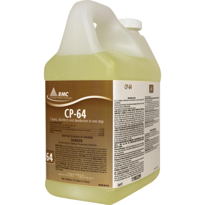 Rmc Cp-64 Cleaner - Concentrate Liquid - 64 Fl Oz (2 Quart) - Fresh Lemon Scent - 4 / Carton - Yellow