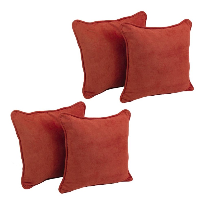 18-Inch Double-Corded Solid Microsuede Square Throw Pillows With Inserts (Set Of 4) 9810-Cd-S4-Ms-Cr