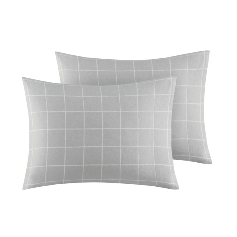 Cozy Flannel Grey Windowpane Sheet Set