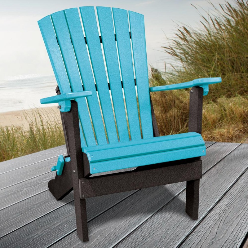 Fan Back Folding Adirondack Chair Made In The Usa- Aruba, Black