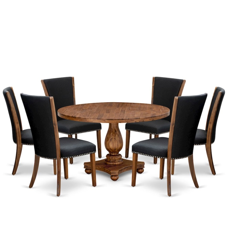 7 Piece Dining Set for 6 with 54" Round Table