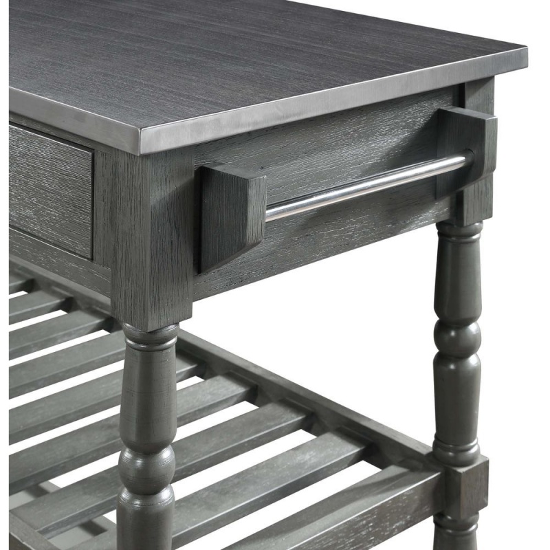 French Country 3 Tier Stainless Steel Kitchen Cart With Drawers