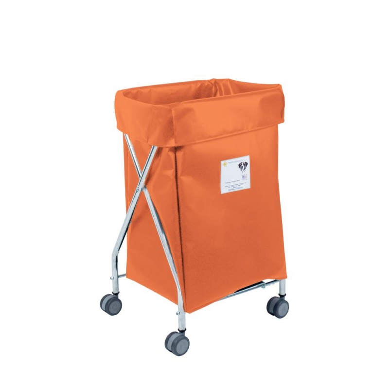 Wide Collapsible Hamper With Orange Vinyl Bag, 6 Bushel Capacity