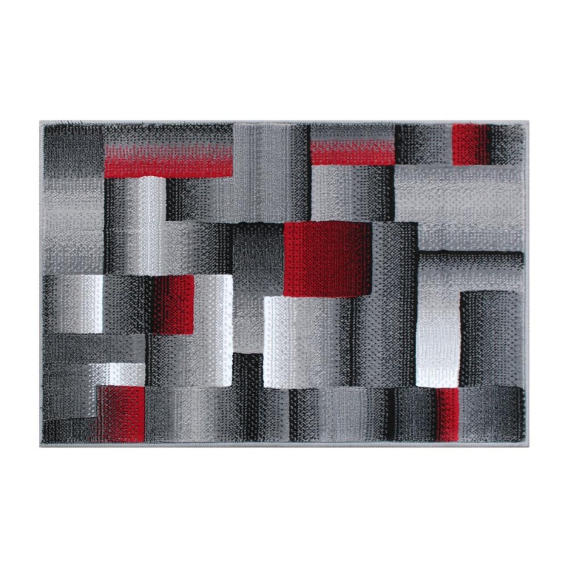 2' X 3' Red Color Blocked Area Rug - Olefin Rug