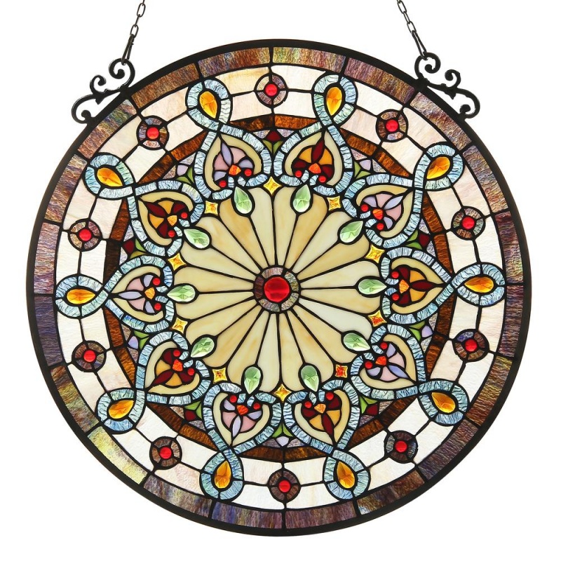 Helena Tiffany-Glass Victorian Window Panel 23.5"