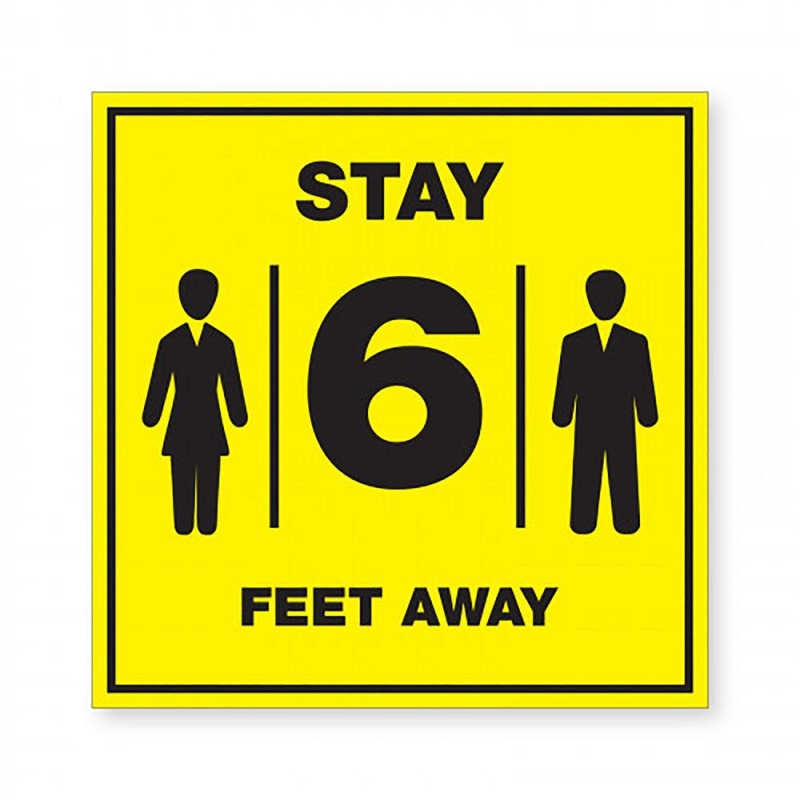 Lorell Stay 6 Feet Away Bright Yellow Sign - 1 Each - Stay 6 Feet Away Print/Message - 6" Width - Rectangular Shape - Bold Black Print/Message Color - Easy To Clean, Easy Installation - Acrylic - Brig