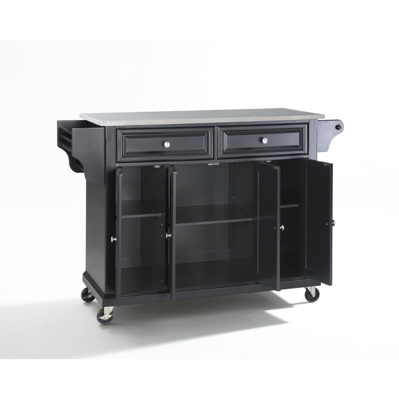 Full Size Stainless Steel Top Kitchen Cart Black/Stainless Steel