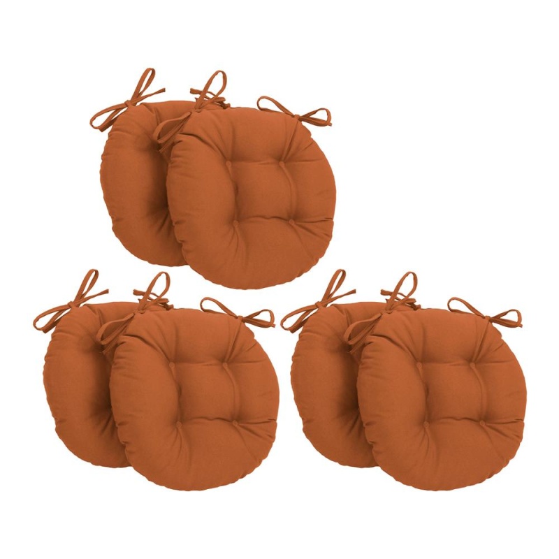 16-Inch Solid Twill Round Tufted Chair Cushions (Set of 6)