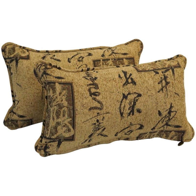 18-Inch Double-Corded Patterned Jacquard Chenille Rectangular Throw Pillows With Inserts (Set of 2)