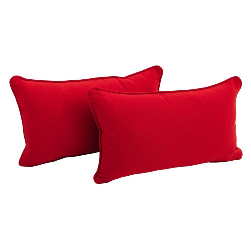 20-Inch By 12-Inch Double-Corded Solid Twill Back Support Pillows With Inserts (Set Of 2), Red
