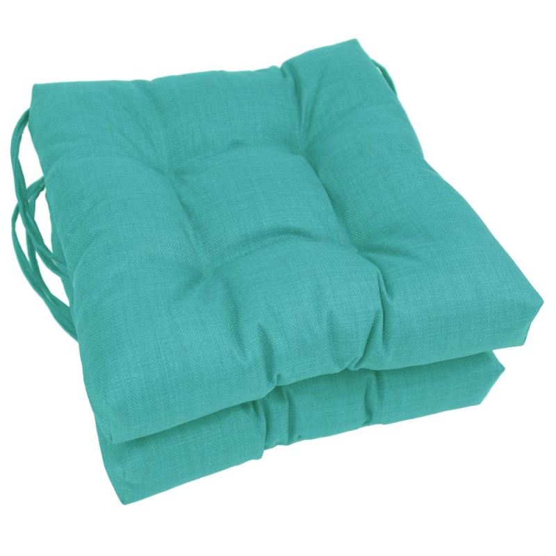 16-Inch Spun Polyester Solid Outdoor Square Tufted Chair Cushion