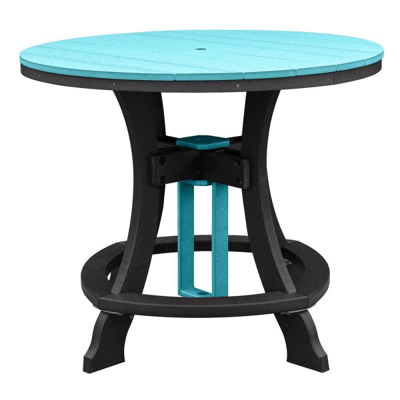 Os Home And Office Model 44R-C-Arb Counter Height Round Table In Aruba Blue With Black Base