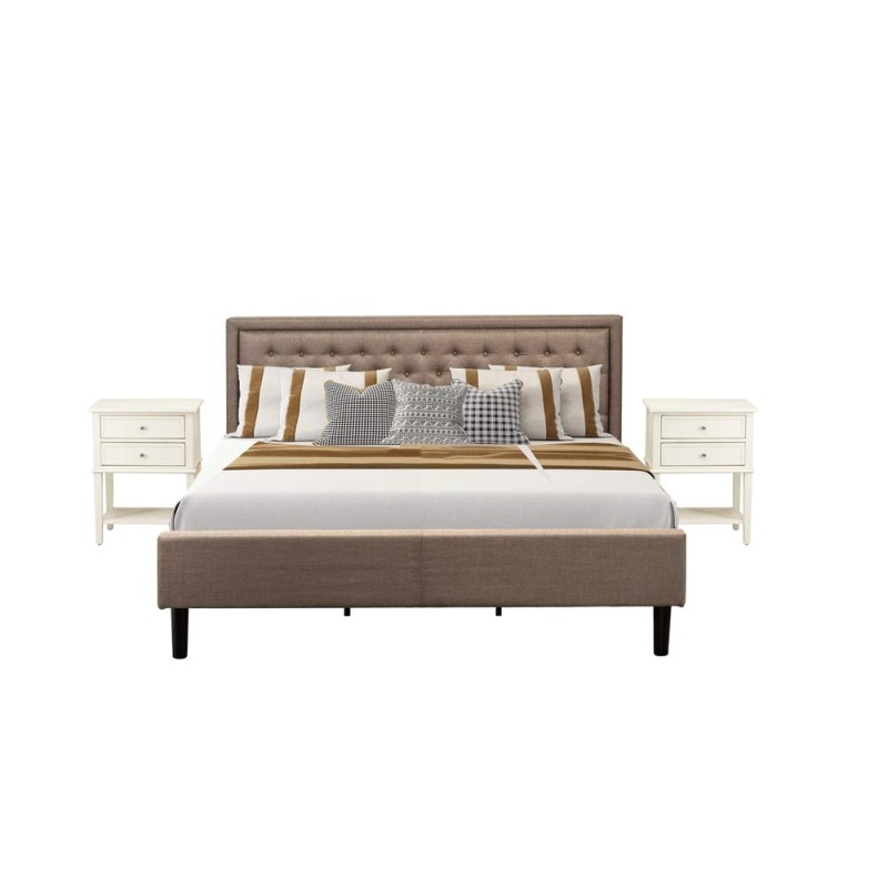 3 Pc Bedroom Set with Dark Khaki Headboard