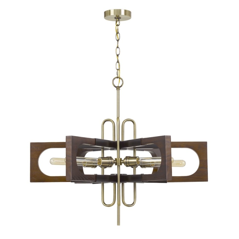60W X 6 Sneek Metal/Wood Chandelier