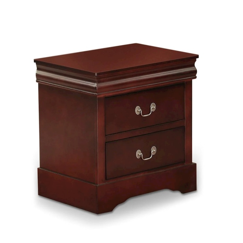 East West Furniture 1-Piece Mid Century Wooden Night Stand With 2 Wood Drawers For Bedroom – Walnut Finish
