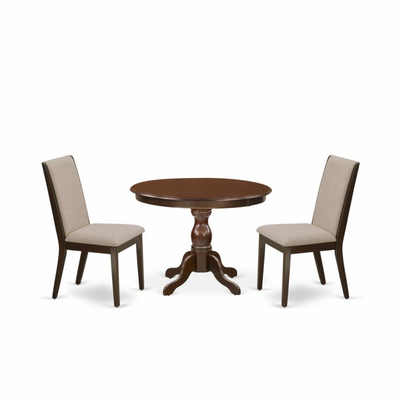 East West Furniture 3-Piece Mahogany Breakfast Table Set