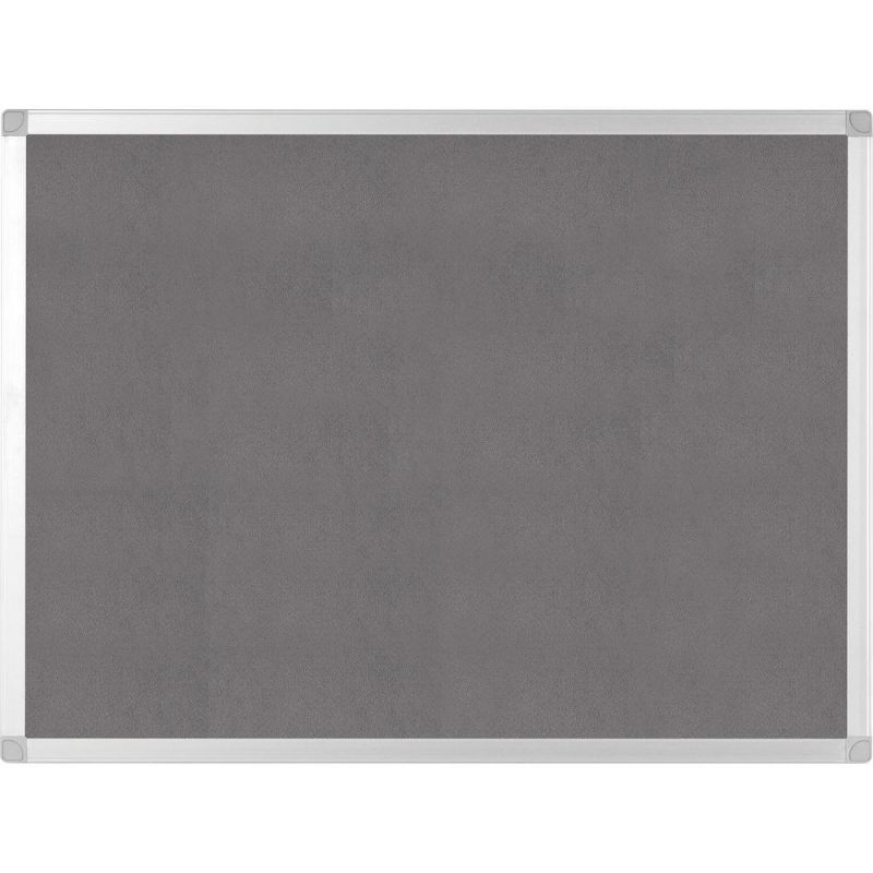 Bi-Silque Ayda Fabric 24"W Bulletin Board - Gray Fabric Surface - Robust, Tackable, Sleek Style - 1 Each - 0.5" X 24"