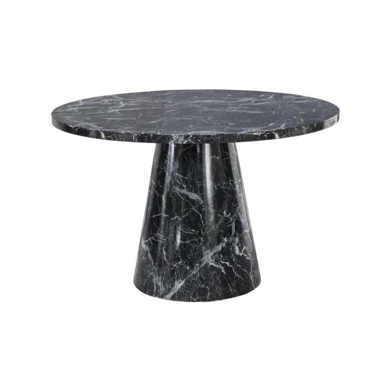 Serenity Black/White Faux Marble Round Dining Table