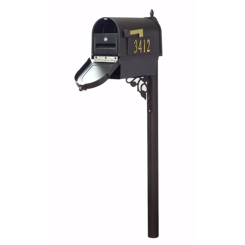 Curbside Mailbox With Front and Side Address Numbers, Newspaper Tube