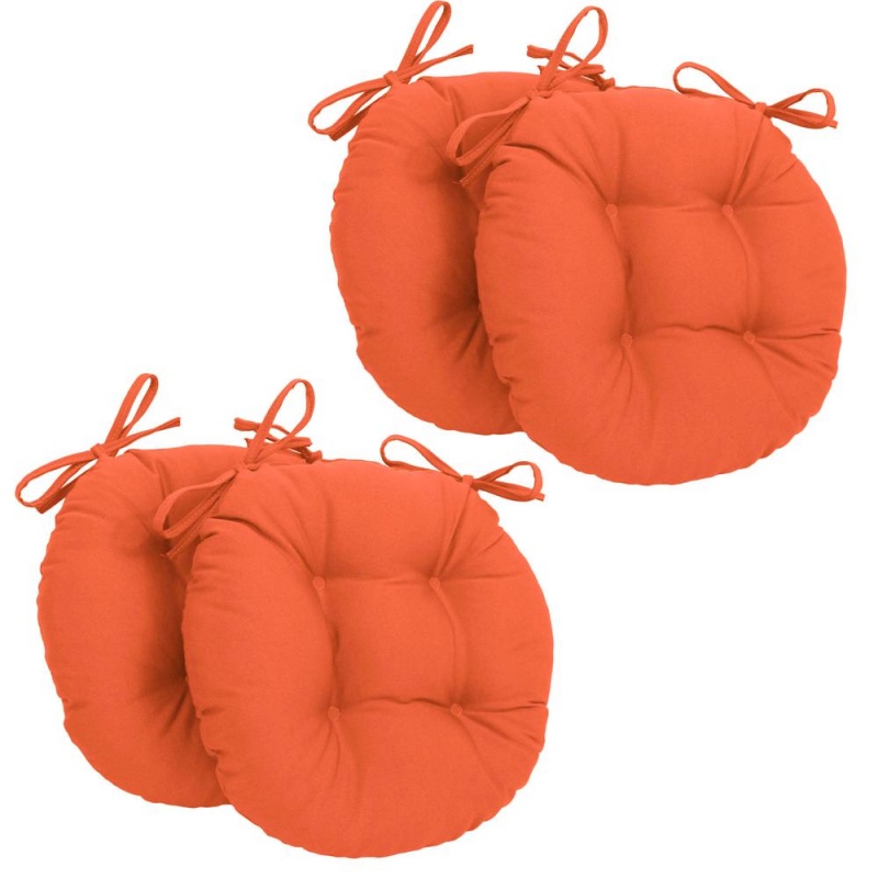16-Inch Solid Twill Round Tufted Chair Cushions (Set Of 4)