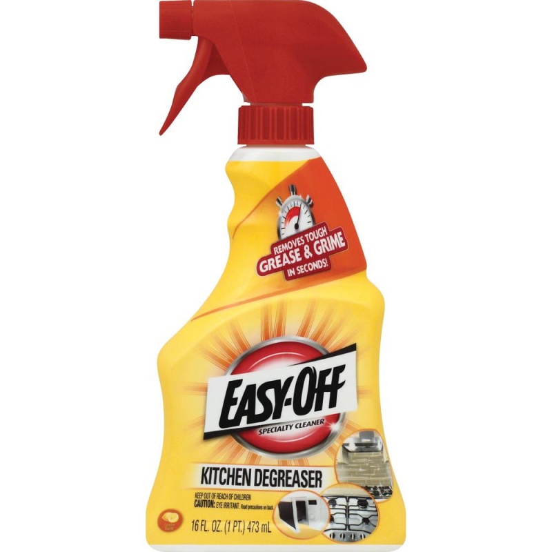 Easy-Off Kitchen Degreaser - Spray - 16 Fl Oz (0.5 Quart) - Lemon Scent - 6 / Carton - Clear