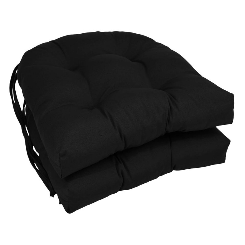 16-Inch Solid Twill U-Shaped Tufted Chair Cushions (Set of 2)