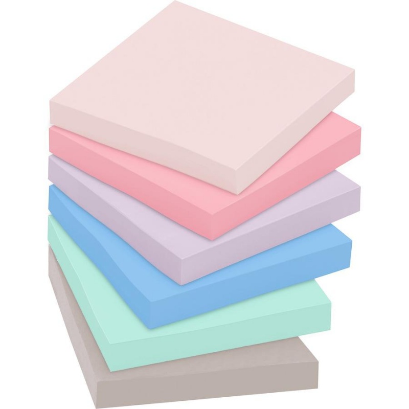 Post-It® Super Sticky Recycled Notes - Wanderlust Pastels Color Collection - 1080 - 3" X 3" - Square - 90 Sheets Per Pad - Unruled - Pink Salt, Positively Pink, Orchid Frost, Fresh Mint, Pebble Gr