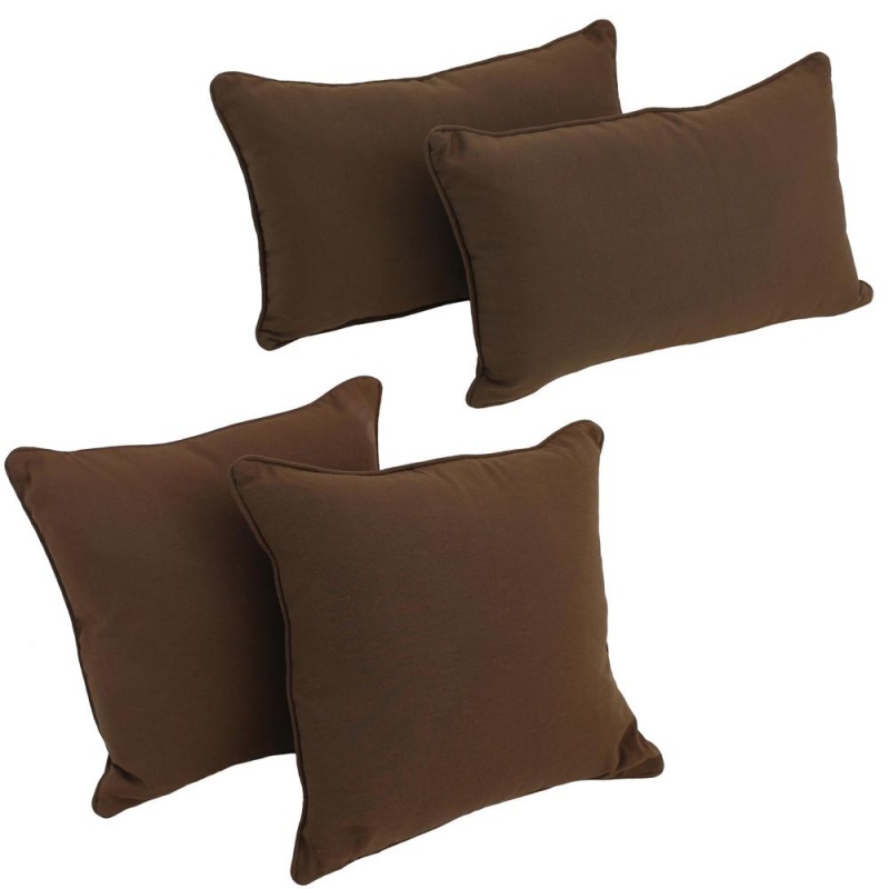 Double-Corded Solid Twill Throw Pillows With Inserts (Set Of 4), Chocolate