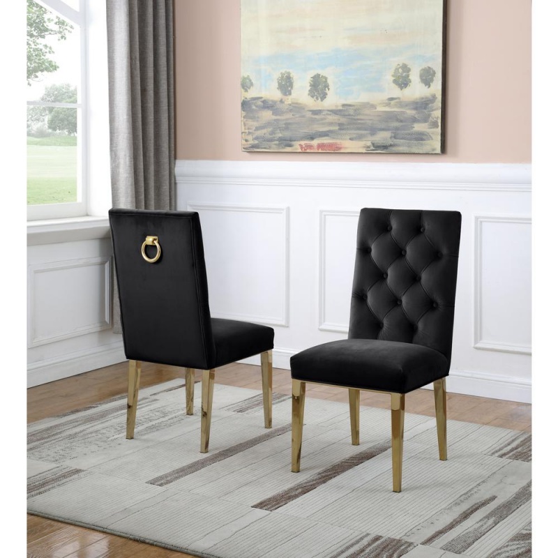 Black Velvet Tufted Side Chair Set Of 2