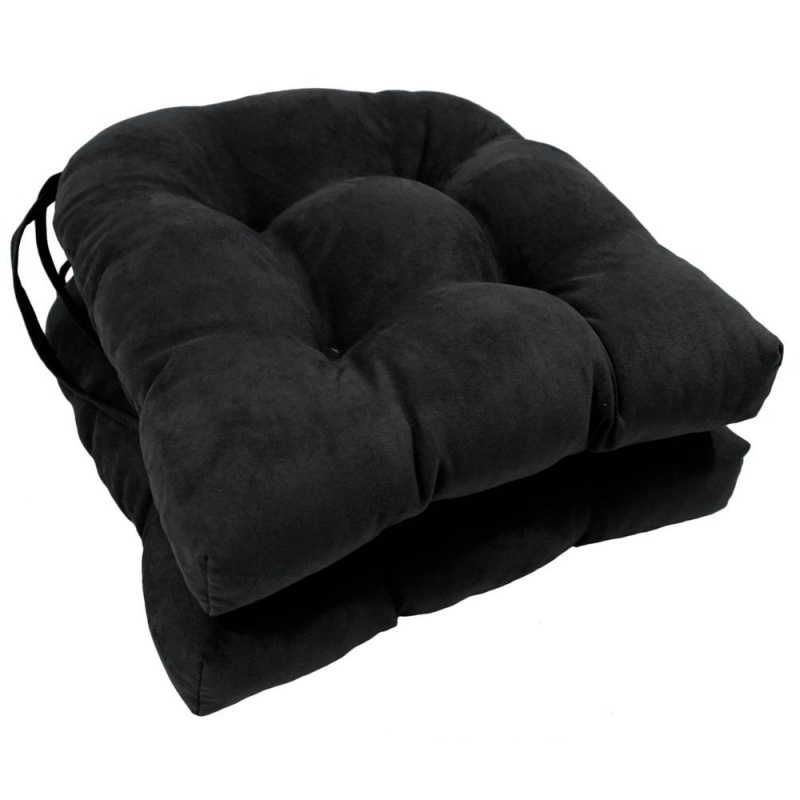 16-Inch Solid Microsuede U-Shaped Tufted Chair Cushions (Set of 2)