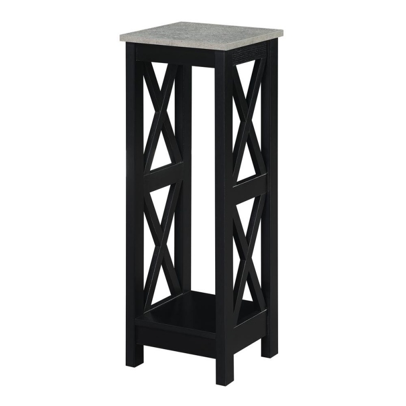 Oxford Tall Plant Stand, Cement/Black